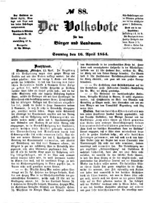 Der Volksbote für den Bürger und Landmann Sonntag 16. April 1854