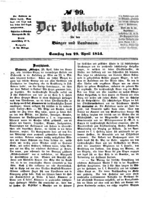 Der Volksbote für den Bürger und Landmann Samstag 29. April 1854