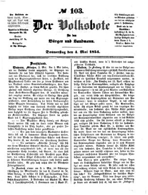 Der Volksbote für den Bürger und Landmann Donnerstag 4. Mai 1854