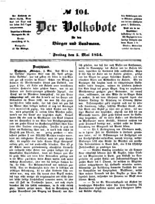 Der Volksbote für den Bürger und Landmann Freitag 5. Mai 1854