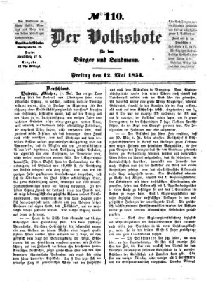 Der Volksbote für den Bürger und Landmann Freitag 12. Mai 1854