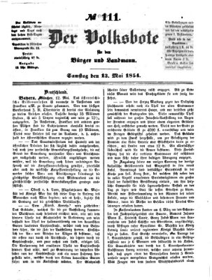 Der Volksbote für den Bürger und Landmann Samstag 13. Mai 1854