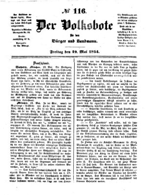 Der Volksbote für den Bürger und Landmann Freitag 19. Mai 1854