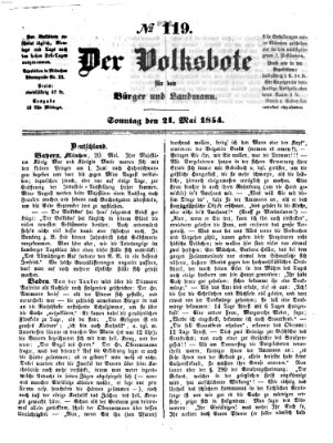 Der Volksbote für den Bürger und Landmann Sonntag 21. Mai 1854