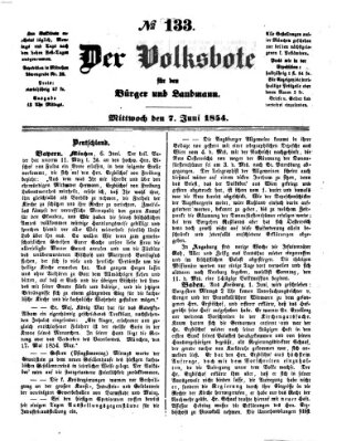 Der Volksbote für den Bürger und Landmann Mittwoch 7. Juni 1854