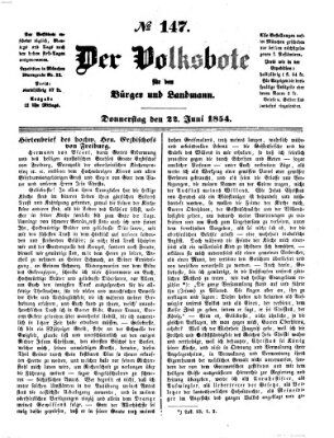 Der Volksbote für den Bürger und Landmann Donnerstag 22. Juni 1854