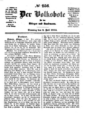 Der Volksbote für den Bürger und Landmann Sonntag 2. Juli 1854