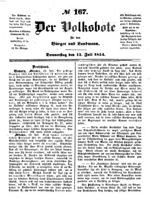 Der Volksbote für den Bürger und Landmann Donnerstag 13. Juli 1854