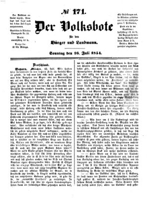 Der Volksbote für den Bürger und Landmann Sonntag 16. Juli 1854