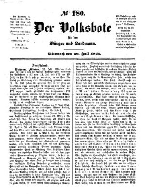 Der Volksbote für den Bürger und Landmann Mittwoch 26. Juli 1854