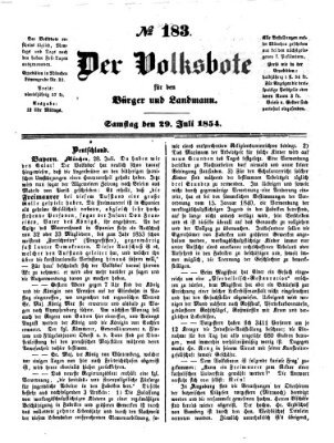 Der Volksbote für den Bürger und Landmann Samstag 29. Juli 1854