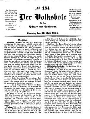 Der Volksbote für den Bürger und Landmann Sonntag 30. Juli 1854