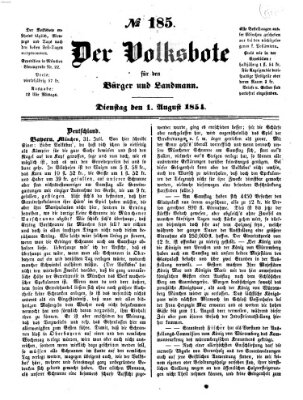 Der Volksbote für den Bürger und Landmann Dienstag 1. August 1854