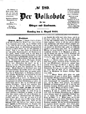 Der Volksbote für den Bürger und Landmann Samstag 5. August 1854