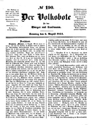 Der Volksbote für den Bürger und Landmann Sonntag 6. August 1854