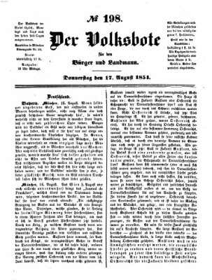 Der Volksbote für den Bürger und Landmann Donnerstag 17. August 1854