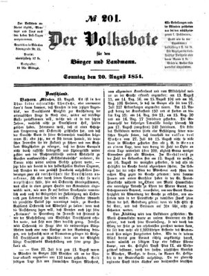 Der Volksbote für den Bürger und Landmann Sonntag 20. August 1854