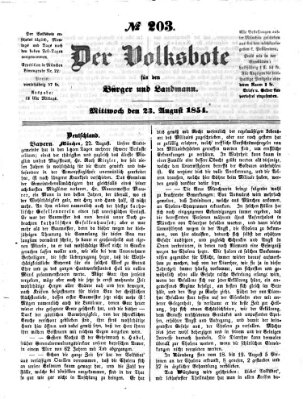 Der Volksbote für den Bürger und Landmann Mittwoch 23. August 1854