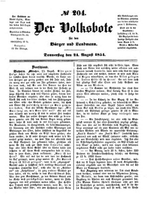 Der Volksbote für den Bürger und Landmann Donnerstag 24. August 1854