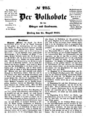 Der Volksbote für den Bürger und Landmann Freitag 25. August 1854