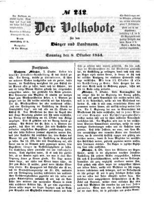 Der Volksbote für den Bürger und Landmann Sonntag 8. Oktober 1854