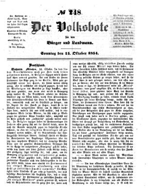 Der Volksbote für den Bürger und Landmann Sonntag 15. Oktober 1854