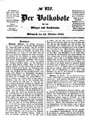 Der Volksbote für den Bürger und Landmann Mittwoch 25. Oktober 1854