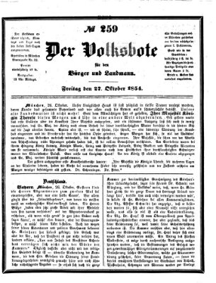 Der Volksbote für den Bürger und Landmann Freitag 27. Oktober 1854