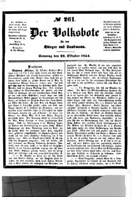 Der Volksbote für den Bürger und Landmann Sonntag 29. Oktober 1854