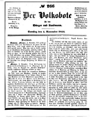 Der Volksbote für den Bürger und Landmann Samstag 4. November 1854