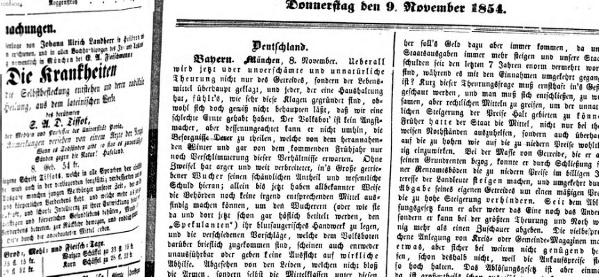 Der Volksbote für den Bürger und Landmann Donnerstag 9. November 1854