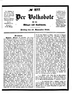 Der Volksbote für den Bürger und Landmann Freitag 17. November 1854