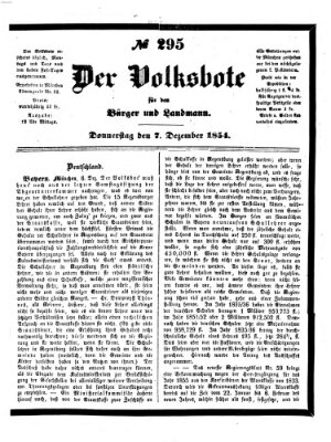 Der Volksbote für den Bürger und Landmann Donnerstag 7. Dezember 1854