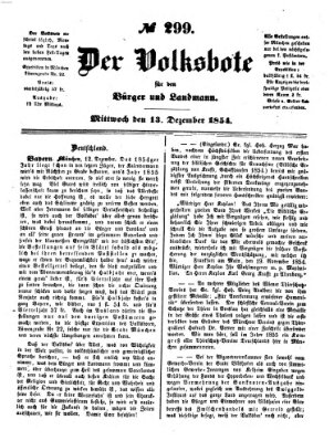 Der Volksbote für den Bürger und Landmann Mittwoch 13. Dezember 1854