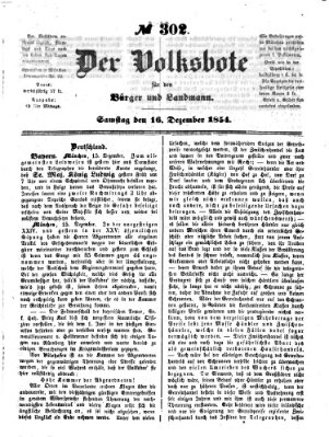 Der Volksbote für den Bürger und Landmann Samstag 16. Dezember 1854