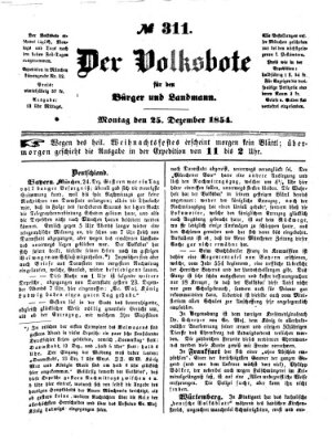 Der Volksbote für den Bürger und Landmann Montag 25. Dezember 1854