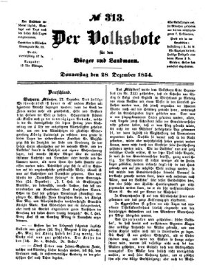 Der Volksbote für den Bürger und Landmann Donnerstag 28. Dezember 1854