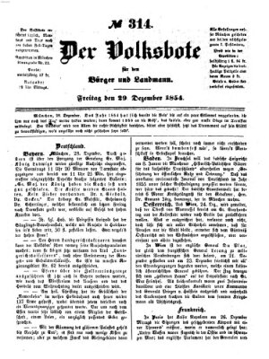 Der Volksbote für den Bürger und Landmann Freitag 29. Dezember 1854