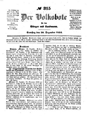 Der Volksbote für den Bürger und Landmann Samstag 30. Dezember 1854