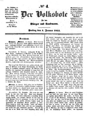 Der Volksbote für den Bürger und Landmann Freitag 5. Januar 1855