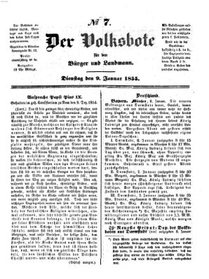 Der Volksbote für den Bürger und Landmann Dienstag 9. Januar 1855