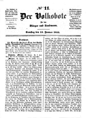 Der Volksbote für den Bürger und Landmann Samstag 13. Januar 1855