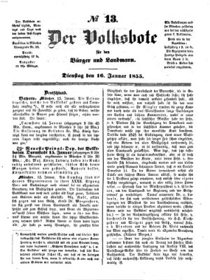 Der Volksbote für den Bürger und Landmann Dienstag 16. Januar 1855