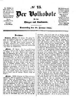 Der Volksbote für den Bürger und Landmann Donnerstag 18. Januar 1855