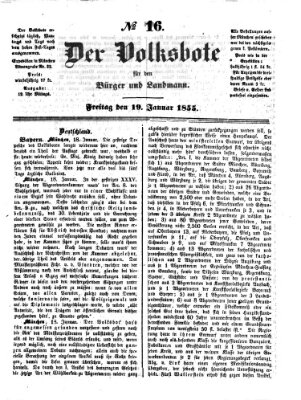 Der Volksbote für den Bürger und Landmann Freitag 19. Januar 1855