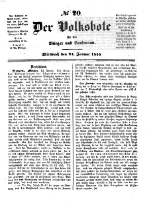 Der Volksbote für den Bürger und Landmann Mittwoch 24. Januar 1855