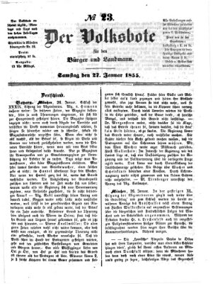 Der Volksbote für den Bürger und Landmann Samstag 27. Januar 1855