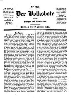 Der Volksbote für den Bürger und Landmann Mittwoch 31. Januar 1855