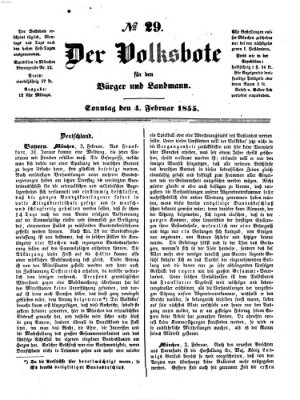 Der Volksbote für den Bürger und Landmann Sonntag 4. Februar 1855