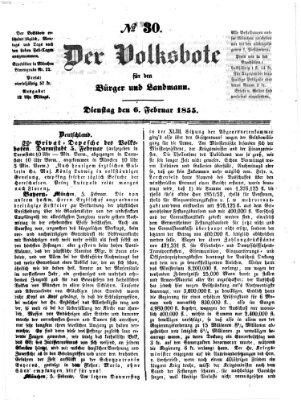 Der Volksbote für den Bürger und Landmann Dienstag 6. Februar 1855